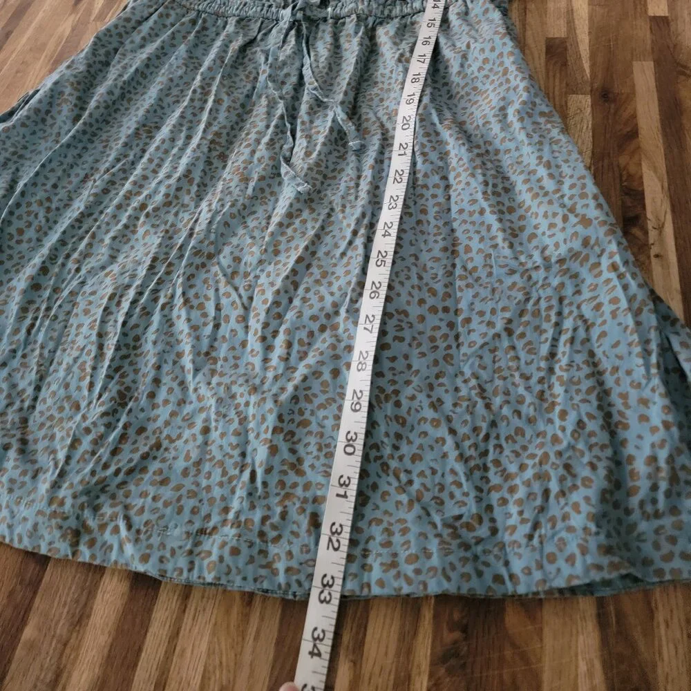 J. Crew Button Up Midi Shirt Dress Blue w Brown Animal Print - Picture 9 of 10
